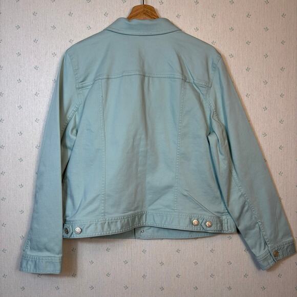 NWOT Talbots Classic Jean Jacket Size XL Button Front Pastel Green Minimalist - Picture 6 of 10
